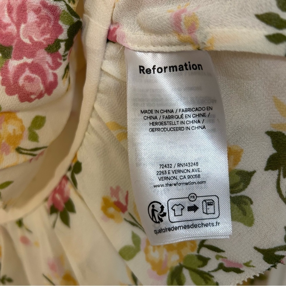 Reformation Julie Two Piece long sleeve top w/ matching midi skirt in Posy Sz 4 - Picture 12 of 16